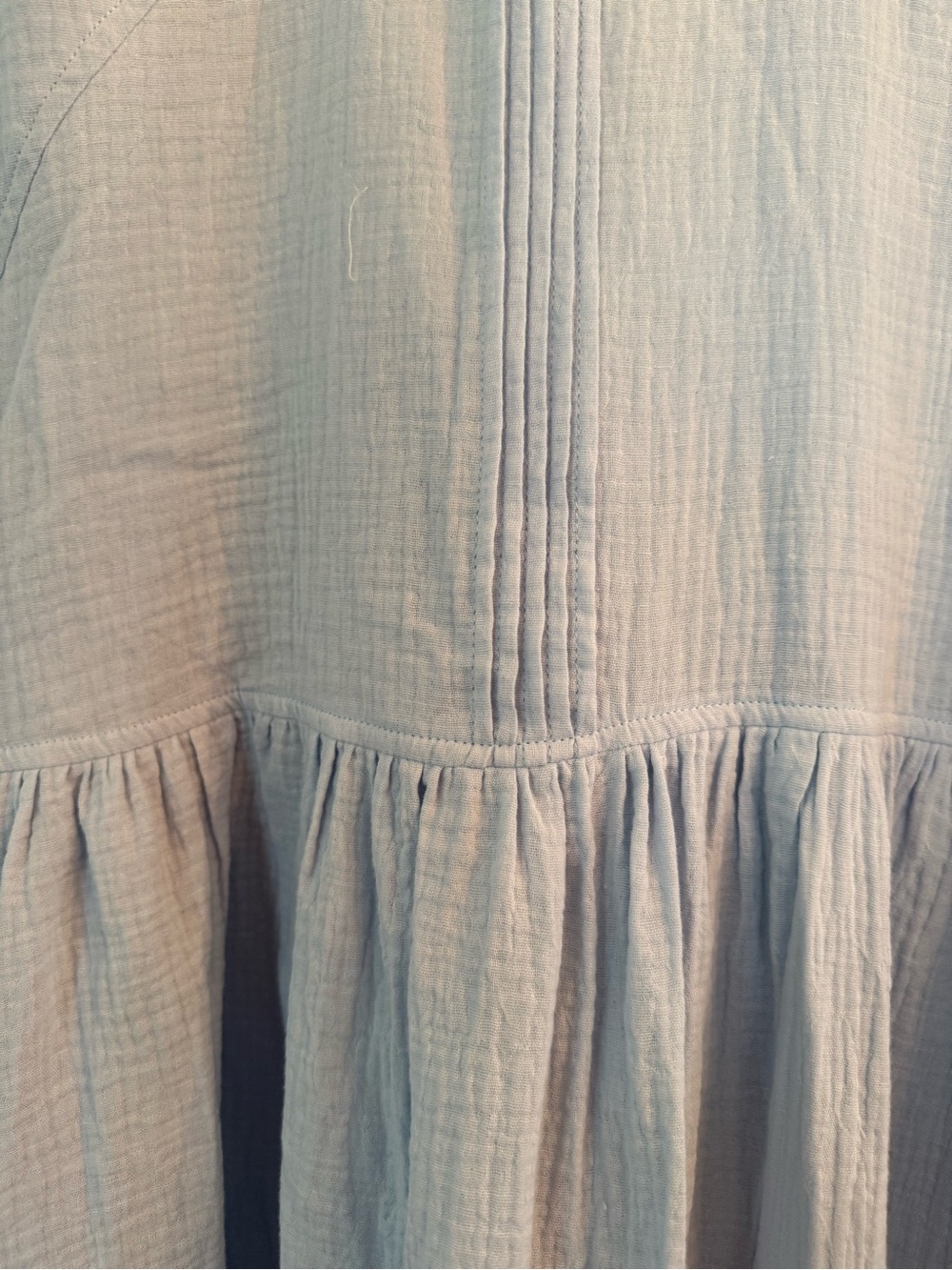 Babydoll Double Gauze Blue Boho Blouse Tunic Cover up Size Medium/Large Cotton - Picture 11 of 12